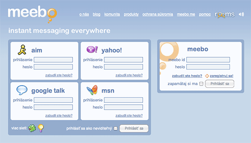 IM komunikácia cez Meebo